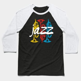 Fancy Typographic Jazz Themed Design Baseball T-Shirt